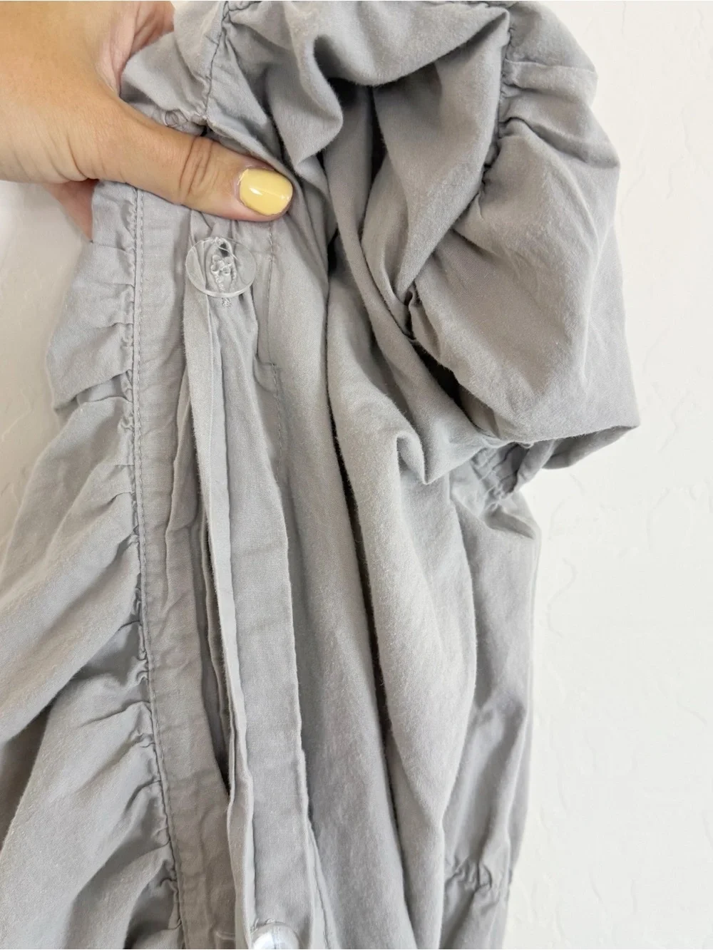 POTTERY BARN TEEN RUCHED LT GRAY 100% COTTON TWIN DUVET COVER